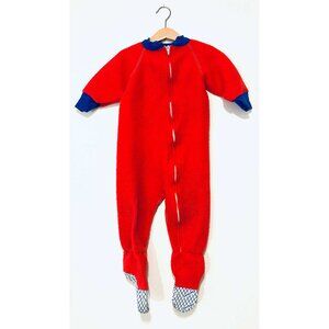 Red and Blue Vintage Gerber Blanket Footie Pajamas 3T